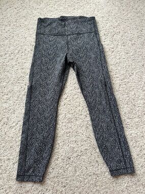 Athleta Black and White Marled High-Waist Leggings